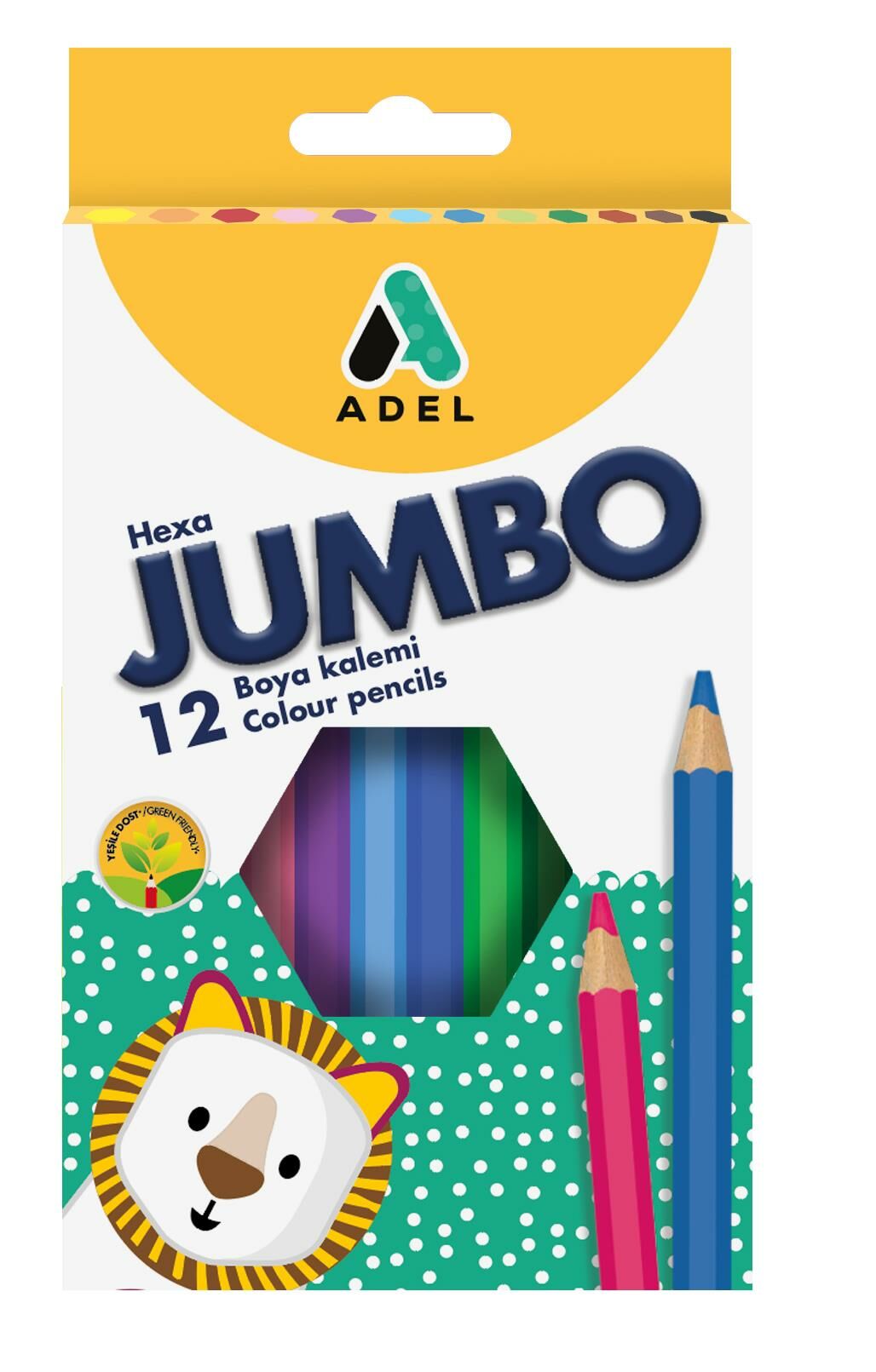 Adel Jumbo Hexa Boya Kalemi 12 Renk Tam Boy