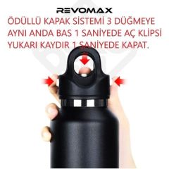 Revomax Paslanmaz Çelik Vakumlu 950 Ml Siyah