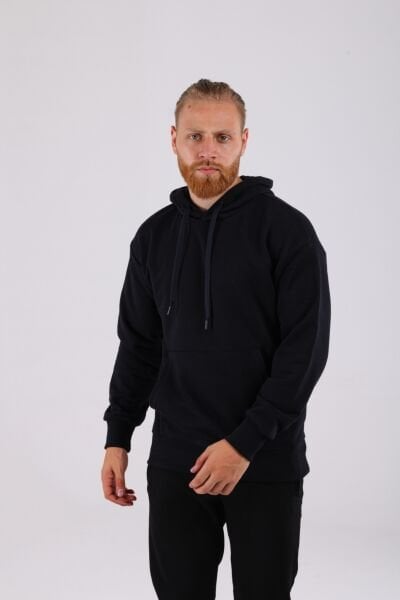 Üç İplik Diagonel Kapüşonlu Sweatshirt