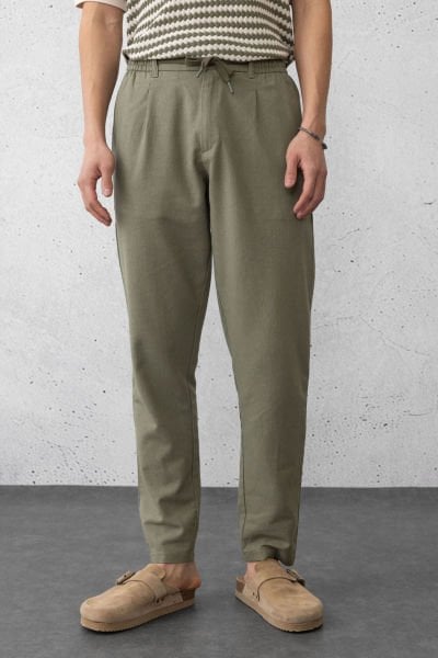 Keten Kumaş Regular Fit Jogger Pantolon