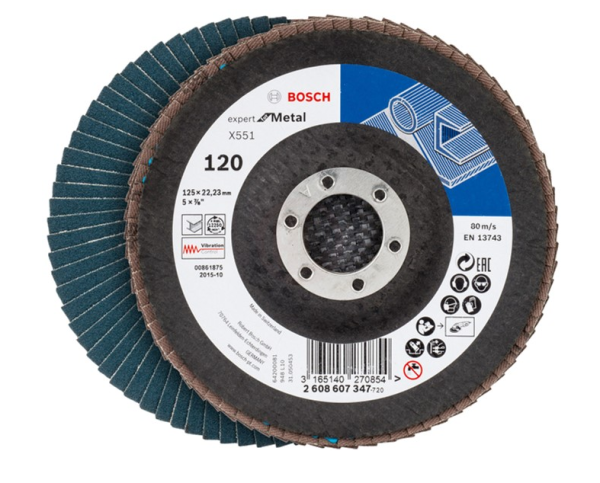 Bosch Zirkon-Alox Flap Zımpara Diski X551 Expert For Metal Bombeli 125x22,23 mm 120 Kum - 2608607347