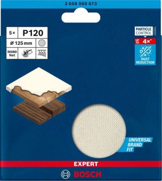 Bosch Ağ Zımpara Expert M480 Ø125 mm 120 Kum (5 Adet) - 2608900673