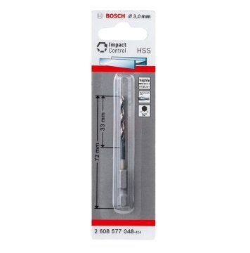 Bosch Metal Matkap Ucu Impact Control HSS Altıgen Şaft 3,0x72 mm - 2608577048