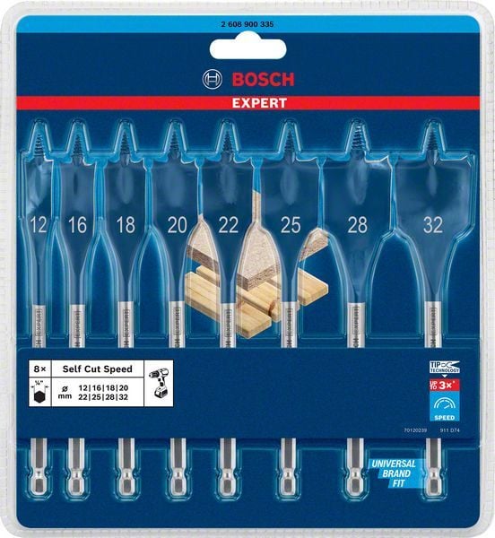 Bosch Ahşap Matkap Uç Expert SCS Yaprak HEX Set (8 Parça) - 2608900335