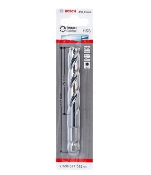 Bosch Metal Matkap Ucu Impact Control HSS Altıgen Şaft 8,0x117 mm - 2608577061