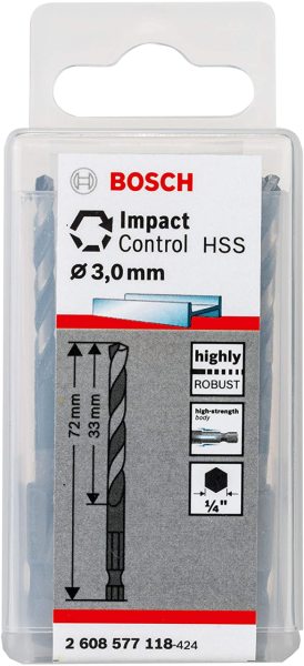 Bosch Çift Taraflı Vidalama Hss 3.0X72 Mm 10 Lu Paket İmpact Control - 2608577118
