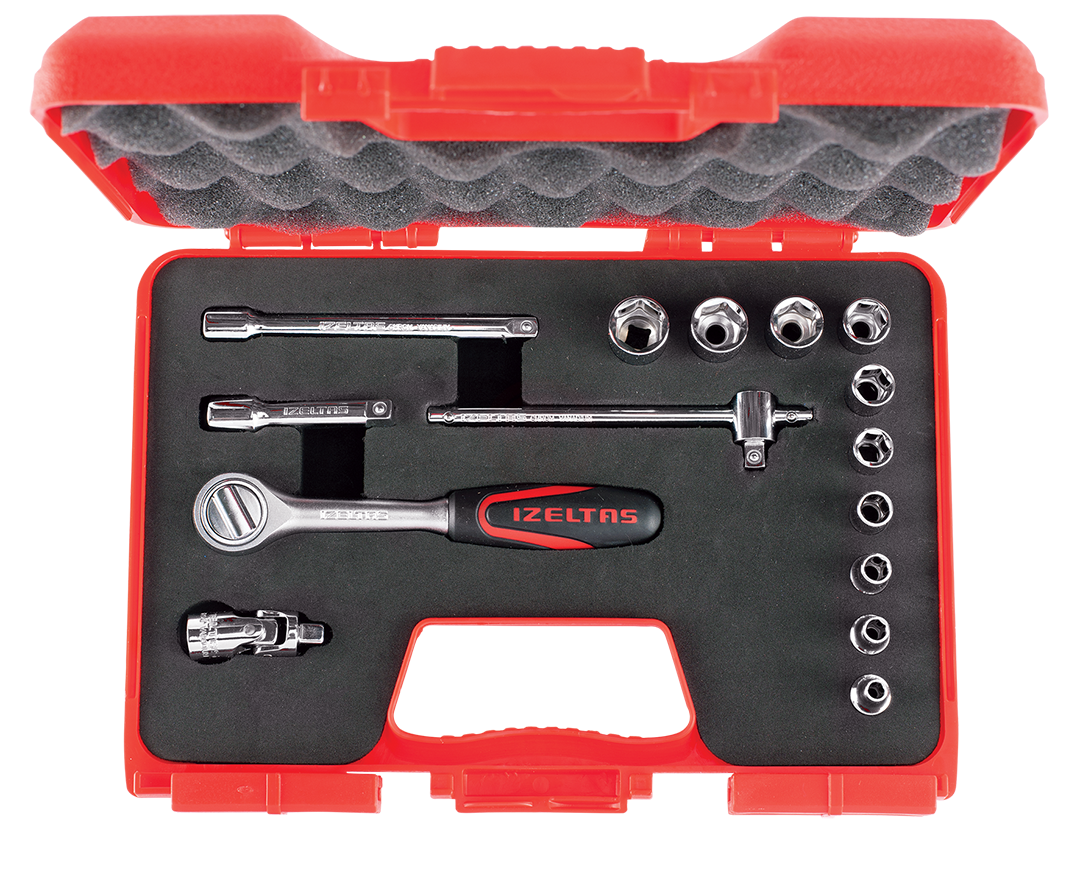 İzeltaş Altı Köşe Lokma Anahtar Takımı 1/4 İnç 15 Parça