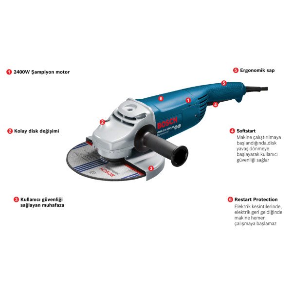 Bosch Gws 24-180 Jh Taşlama Makinesi - 0601883M03