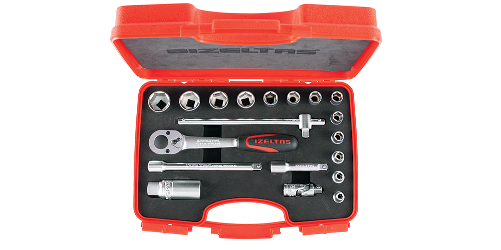 İzeltaş Altı Köşe Lokma Anahtar Takımı 3/8 İnç 19 Parça