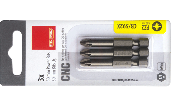 Ceta Form 3 Parça1/4 İnç Pozidriv Bits Uç Pz2 X 50 Mm / Kartlı