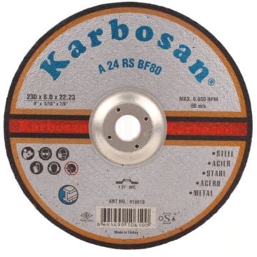 Karbosan Paslanmaz Çelik (Inox) Kesme Disk T42 Bombeli 180x3,0x22,23 mm AA 24 S BF80 - KAR910250