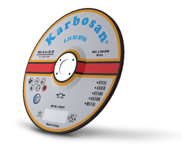 Karbosan Paslanmaz Çelik (Inox) Kesme Disk T42 Bombeli 180x3,0x22,23 mm AA 24 S BF80 - KAR910250