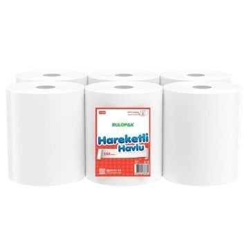 Rulopak Hareketli Havlu 2 Katlı 21 Cm 150 Metre 6 Lı Paket