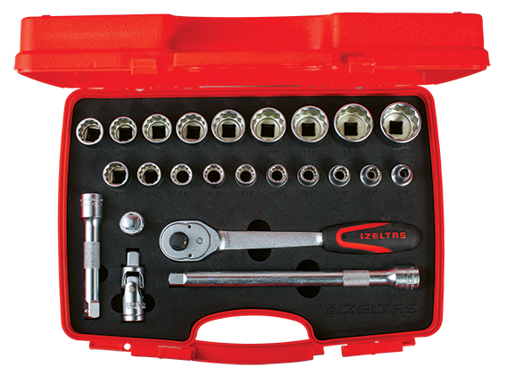 İzeltaş Oniki Köşe Lokma Anahtar Takımı 1/2 İnç SAE 24 Parça