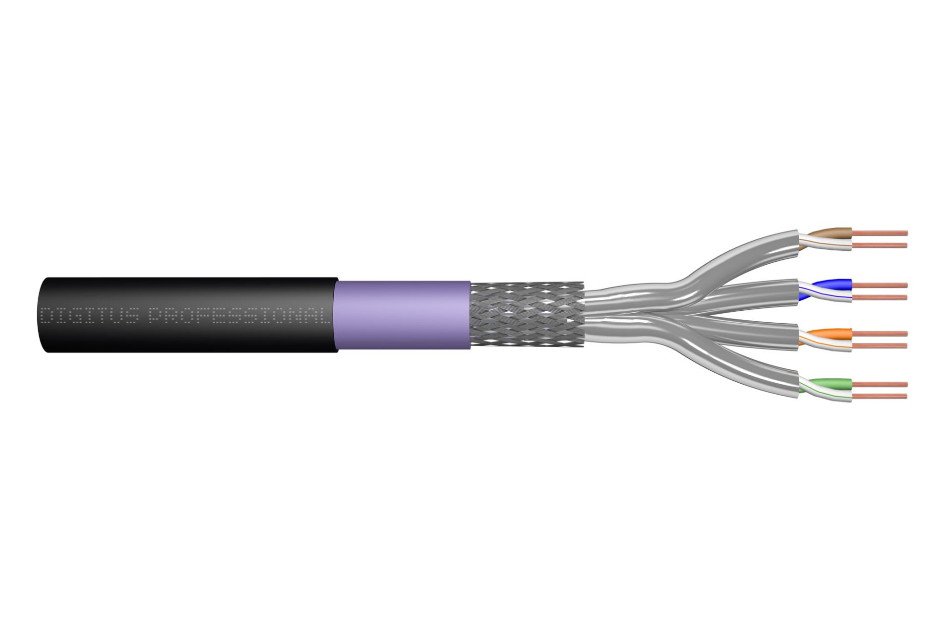 Assmann Digitus Category 7 (Cat. 7) S/Ftp Pımf (Pairs İn Metal Foil) Dış Mekan Data Kablosu 1200 Mhz Lszh (Low Smoke Zero Halogen) Awg 23 Siyah Renk 1000 Mtlik Rulolarda
