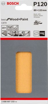 Bosch Titreşimli Zımpara Kağıdı 6 Delik 80x133 mm 120 Kum (10 Adet) - 2608607232