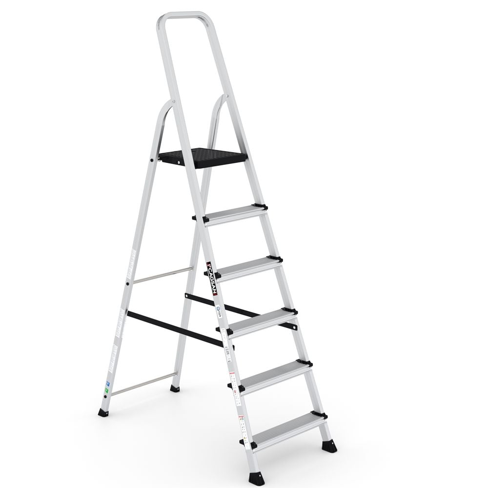 Çağsan Bergama Tablalı Alüminyum Merdiven 5+1 Basamaklı - BG5