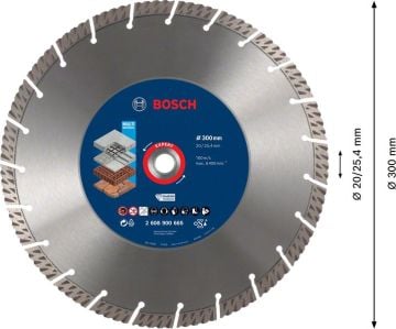 Bosch Elmas Kesme Diski Expert MultiMaterial 300x25,40/20 mm - 2608900665