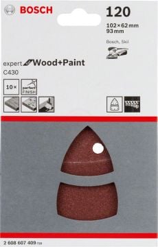 Bosch Çok Amaçlı Zımpara Kağıdı 11 Delik 102x62/93 mm 120 Kum (10 Adet) (GSS160) - 2608607409