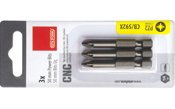 Ceta Form 3 Parça 1/4 İnç Pozidriv Bits Uç Pz3 X 50 Mm / Kartlı