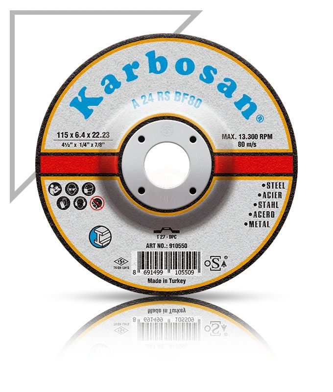 Karbosan Metal Taşlama Disk T27 Bombeli 180x10,0x22,23 mm A 24 RS BF80 - KAR910590