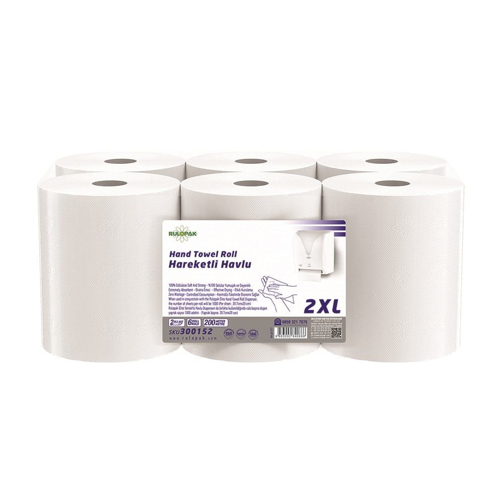 Rulopak Hareketli Havlu 2Xl 20,7 Cm 200 Metre 6 Lı Paket
