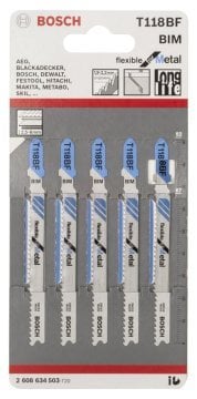 Bosch Dekupaj Testere Bıçağı Flexible For Metal T 118 BF 92 mm (5 Adet) - 2608634503