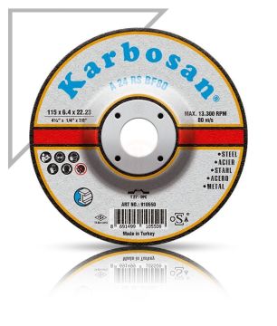 Karbosan Metal Taşlama Disk T27 Bombeli 230x8,0x22,23 mm A 24 RS BF80 - KAR910610