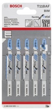 Bosch Dekupaj Testere Bıçağı Flexible For Metal T 118 AF 92 mm (5 Adet) - 2608634505