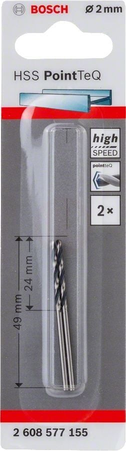 Bosch Metal Matkap Ucu HSS PointTeQ (DIN 338) 2,0 mm (2 Adet) - 2608577155