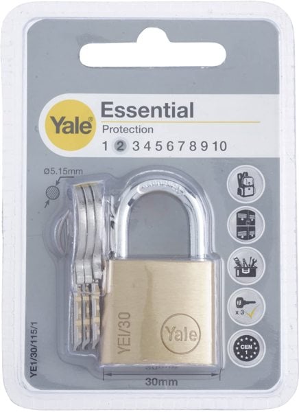 Yale Kilit Essential Pirinç Asma Kilit 30 mm (Kutu) - YE1/30/115/1/B