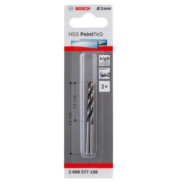 Bosch Metal Matkap Ucu HSS PointTeQ (DIN 338) 3,0 mm (2 Adet) - 2608577158