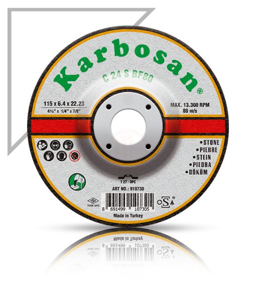 Karbosan Döküm Taşlama Disk T27 Bombeli 180x10,0x22,23 mm C 24 S BF80 - KAR911730