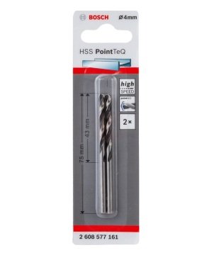 Bosch Metal Matkap Ucu HSS PointTeQ (DIN 338) 4,0 mm (2 Adet) - 2608577161