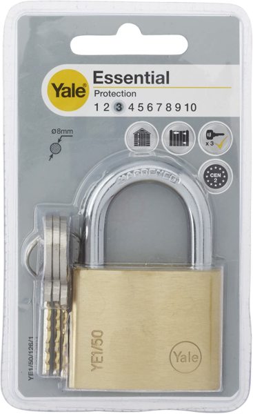 Yale Kilit Essential Pirinç Asma Kilit 50 mm (Kutu) - YE1/50/126/1/B