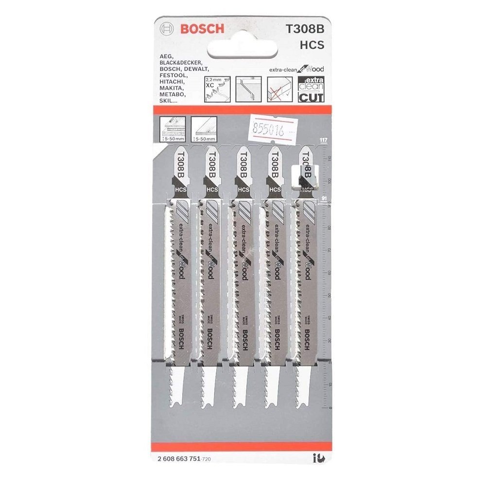 Bosch Dekupaj Testere Bıçağı ExtraClean For Wood T308 B 117 mm (5 Adet) - 2608663751