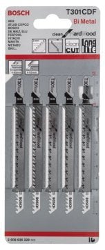 Bosch Dekupaj Testere Bıçağı Clean For HardWood T 301 CDF 117 mm (5 Adet) - 2608636229
