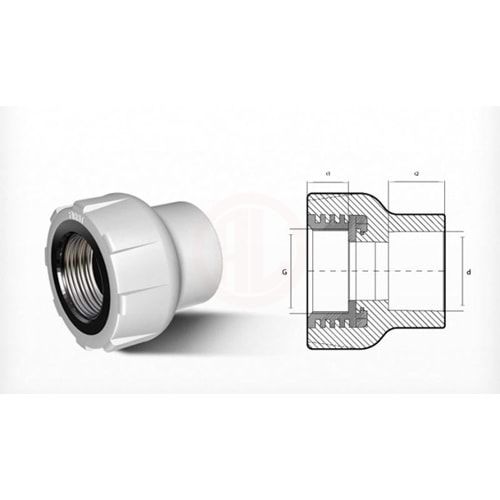Fırat PPRC İç Dişli Rakor 25 mm 3/4 İnç - 7762025191