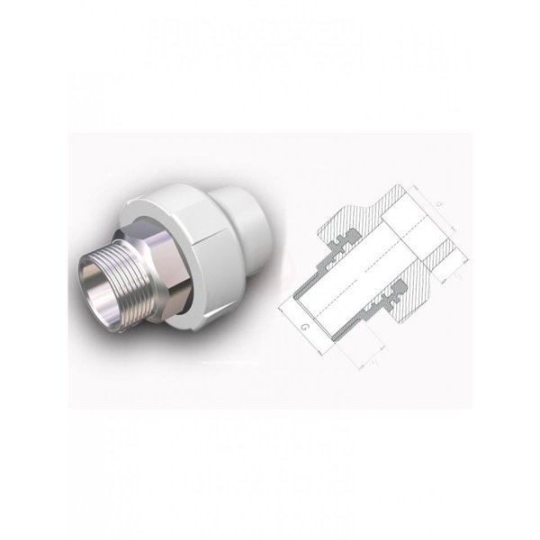 Fırat PPRC Dış Dişli Rakor Altı Köşe 32 mm 1 İnç - 7763032254