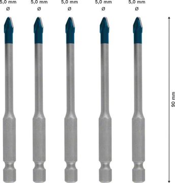 Bosch Seramik Matkap Ucu Expert HEX-9 HardCeramic Set 5 mm (5 Adet) - 2608900598