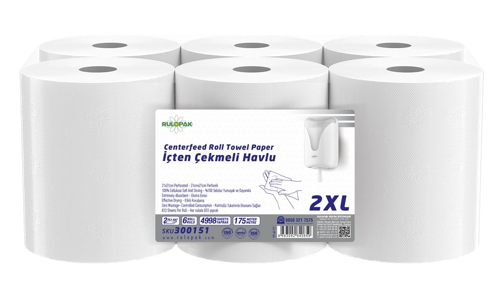 Rulopak İçten Çekmeli Kağıt Havlu 2Xl 175M 6 Lı Paket