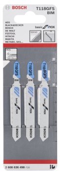 Bosch Dekupaj Testere Bıçağı Basic For Inox T 118 GFS 83 mm (3 Adet) - 2608636498