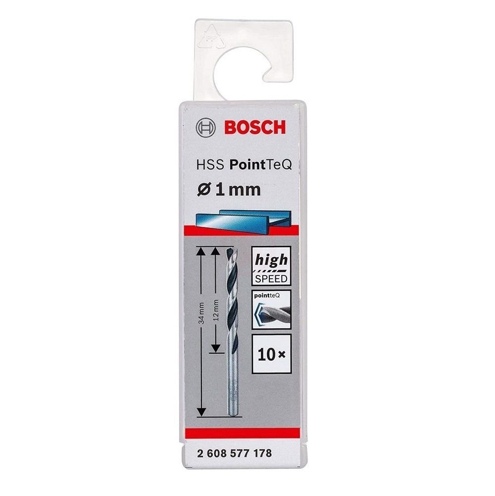 Bosch Metal Matkap Ucu HSS PointTeQ (DIN 338) 1,0 mm (10 Adet) - 2608577178