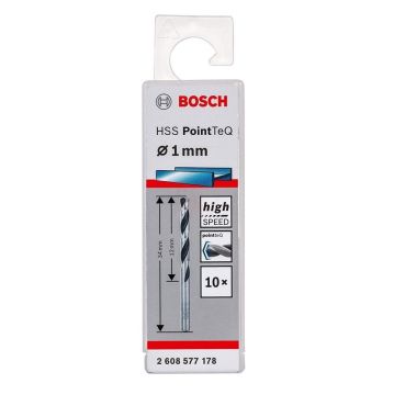 Bosch Metal Matkap Ucu HSS PointTeQ (DIN 338) 1,0 mm (10 Adet) - 2608577178