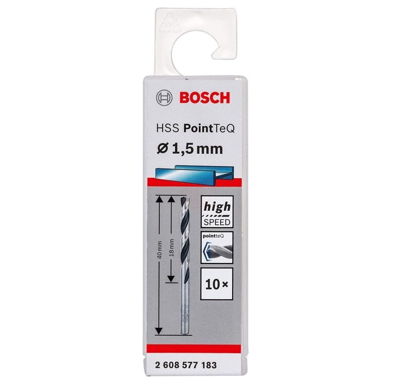 Bosch Metal Matkap Ucu HSS PointTeQ (DIN 338) 1,5 mm (10 Adet) - 2608577183