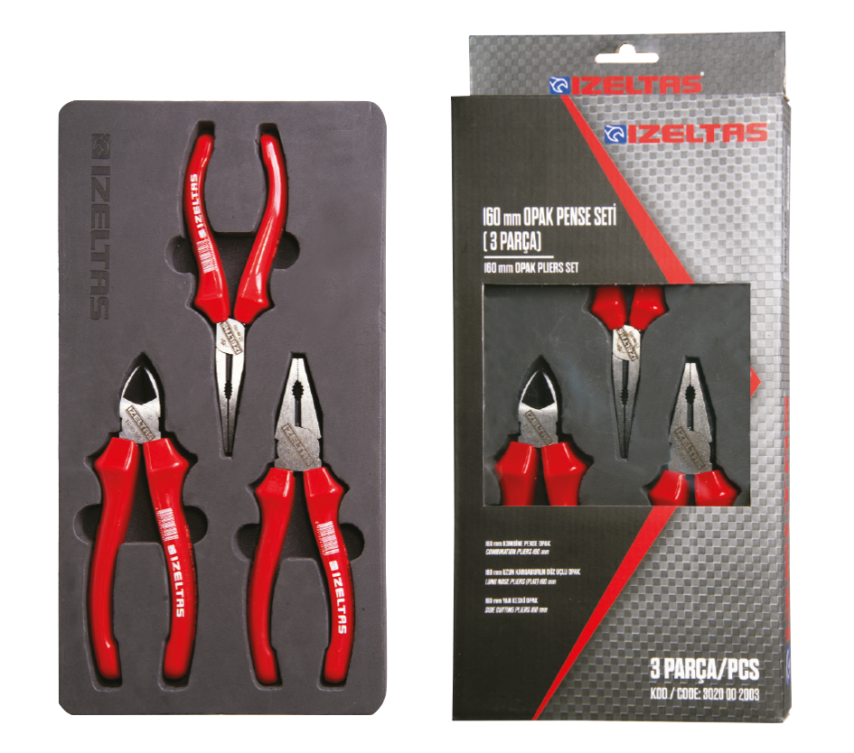İzeltaş Opak Pense Seti 160 mm 3 Parça