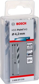 Bosch Metal Matkap Ucu HSS PointTeQ (DIN 338) 4,2 mm (10 Adet) - 2608577210