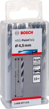 Bosch Metal Matkap Ucu HSS PointTeQ (DIN 338) 4,5 mm (10 Adet) - 2608577213
