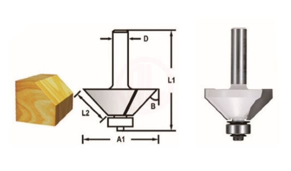 Makita Freze Ucu Rulmanlı Konik Kenar Alma Bıçağı (Çift Bıçak) 6x22,2x56,1 mm (D-48664)