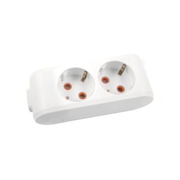 Viko Multi-Let İkili Priz Topraklı Klemensli Çarpma Karşıtı Örtücü Beyaz